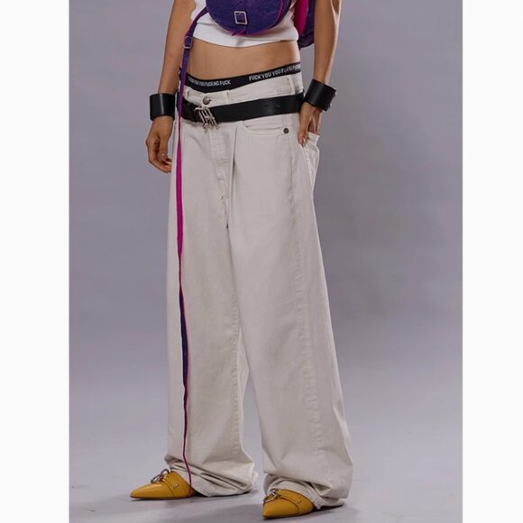 NWT R13 Damon Pleated Wide Leg Jean Sz 24/25/26 White Slubby Twill Cotton Causal - Picture 3 of 14